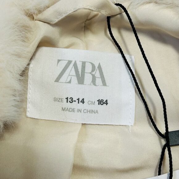 Girls Zara Faux Fur Cream Layering Trendy Warm Vest Pockets SZ 13/14 Year NEW - Picture 8 of 12
